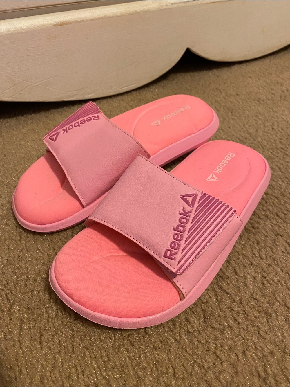 Reebok Pink Slide Sandals with Branded Strap